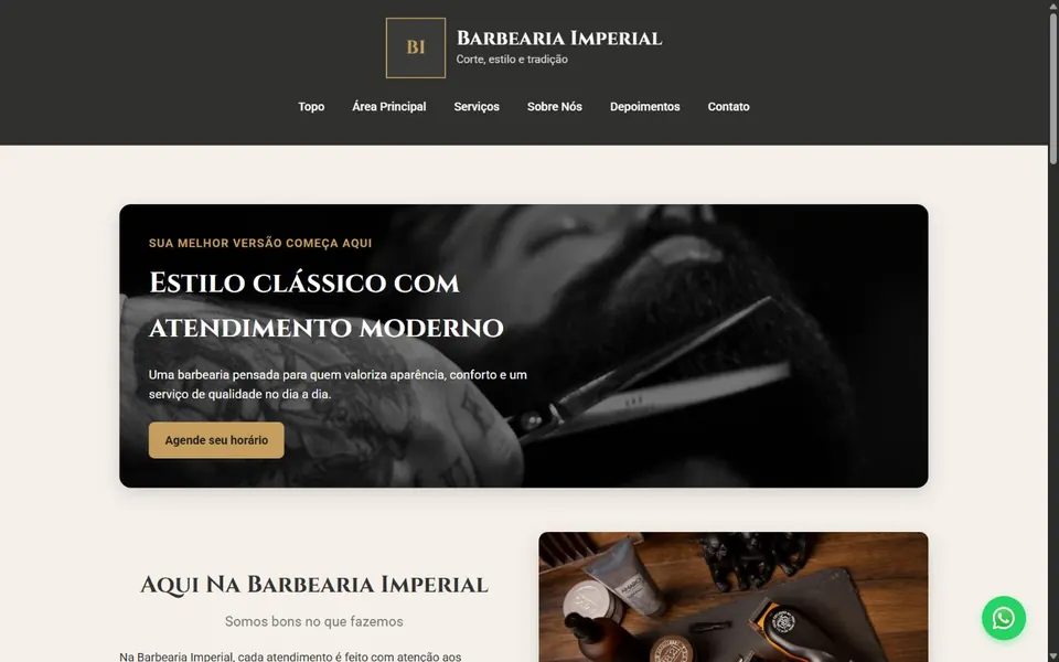 Página inicial do projeto Barbearia Imperial