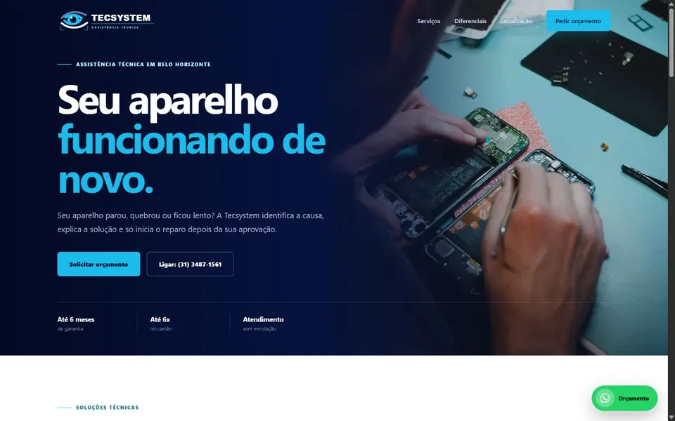 Página inicial do projeto Tecsystem